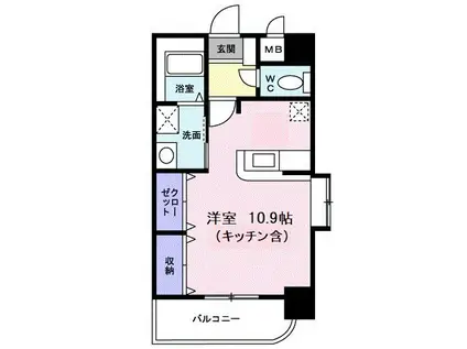 カーサ・グランデ(ワンルーム/6階)の間取り写真