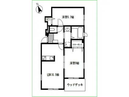 デランテ・デ・サラ(2LDK/1階)の間取り写真