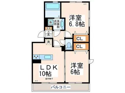ヴィレッタ(2LDK/1階)の間取り写真