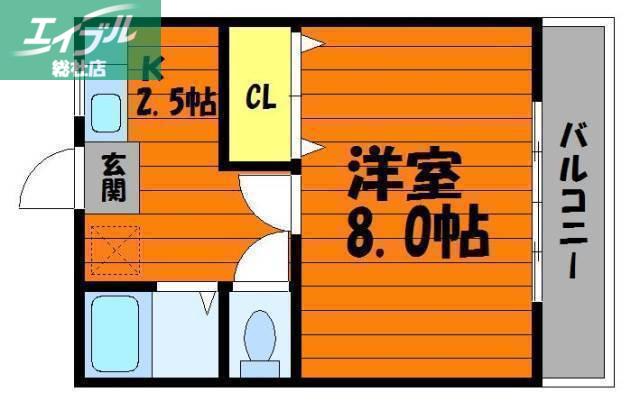 中祥マンションB(1K/3階)の間取り写真