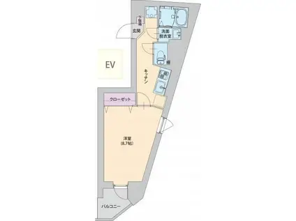 ベルガモット梅屋敷(1K/3階)の間取り写真