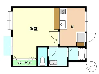 福知山荘園(1K/3階)の間取り写真