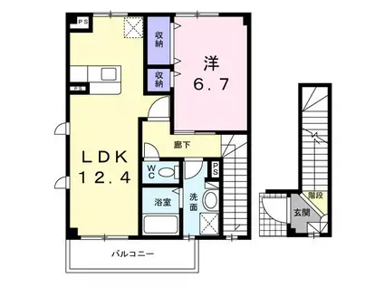 プリムローズII(1LDK/2階)の間取り写真