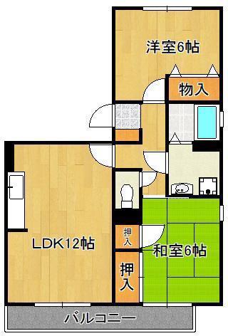 クレール徳力(2LDK/1階)の間取り写真