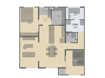 ラポール鴻仏目(2LDK/2階)の間取り写真