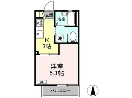 室内リノベーション物件(1K/2階)の間取り写真