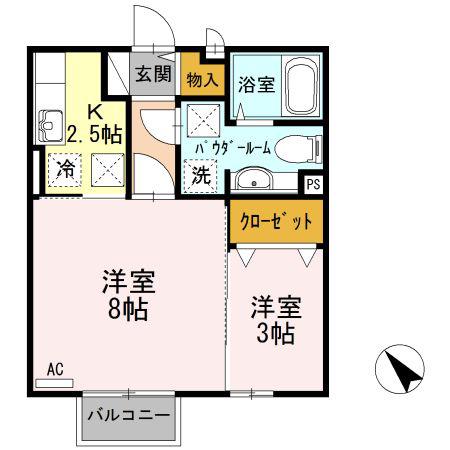 セジュール京(2K/1階)の間取り写真