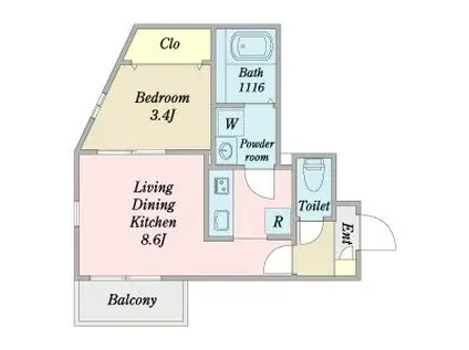 クレイン新瑞橋(1LDK/1階)の間取り写真