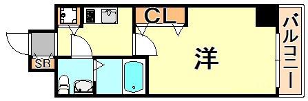 S-RESIDENCE神戸磯上通(1K/13階)の間取り写真