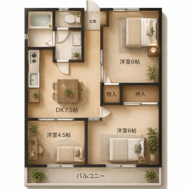 ハイツコスモ(3DK/3階)の間取り写真