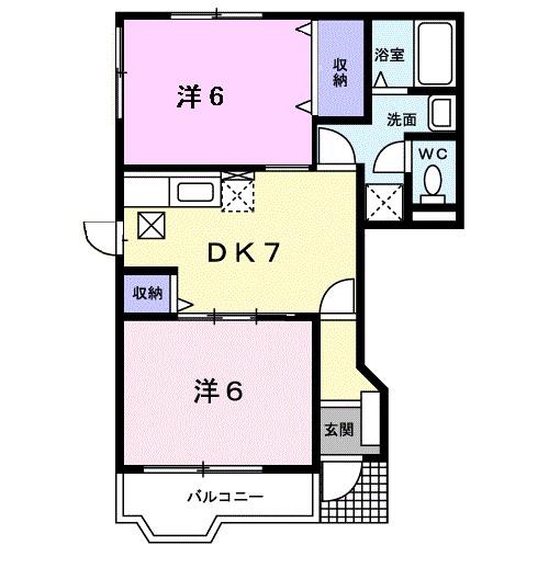 ニューハイネス横野III(2DK/1階)の間取り写真