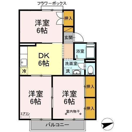 第三フェニックス(3DK/1階)の間取り写真
