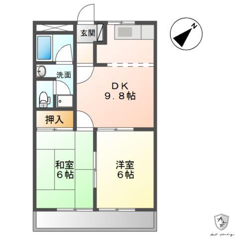 メゾンノーブル(2DK/1階)の間取り写真