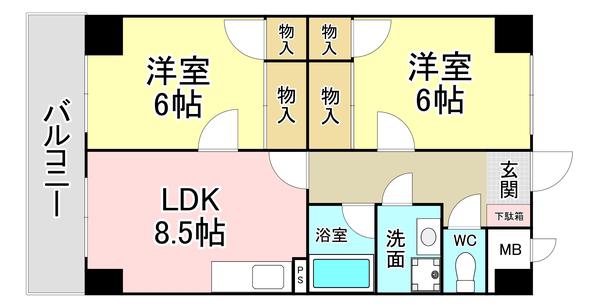 北方ハヤシビルI(2LDK/3階)の間取り写真