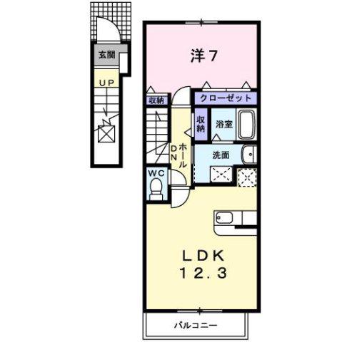 リーフィ弐番館 B(1LDK/2階)の間取り写真