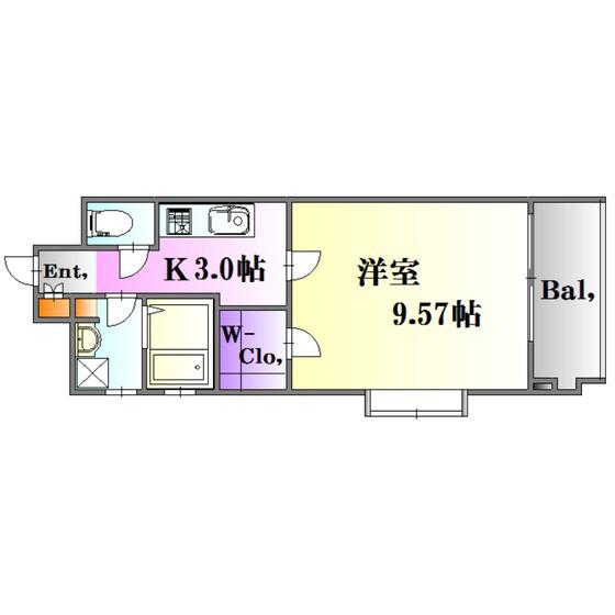 ロアール東白島(1K/7階)の間取り写真