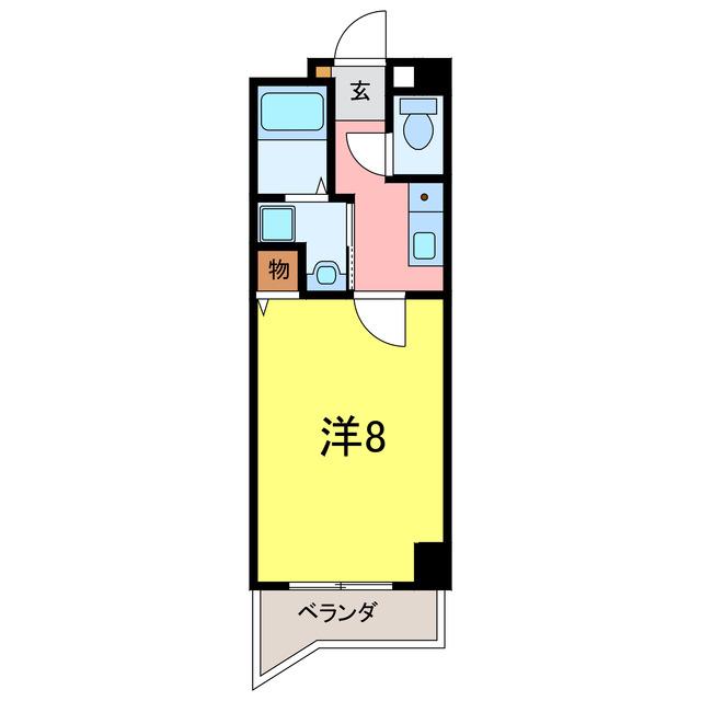 ハートヒルズ矢作(1K/6階)の間取り写真