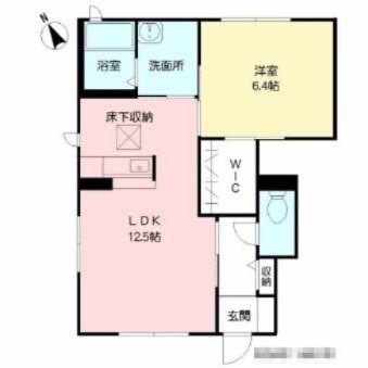 クラージュB棟(1LDK/1階)の間取り写真
