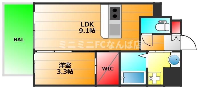 S-RESIDENCE難波西ALTER(1LDK/5階)の間取り写真