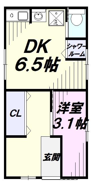 松山1丁目アパート(1DK/1階)の間取り写真