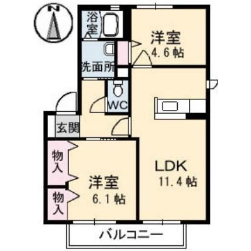 バリュージュサンヨーB棟(2LDK/2階)の間取り写真