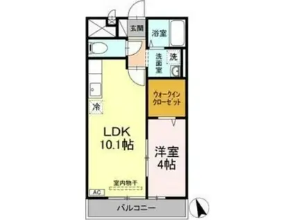 フラワータウン八木山(1LDK/2階)の間取り写真