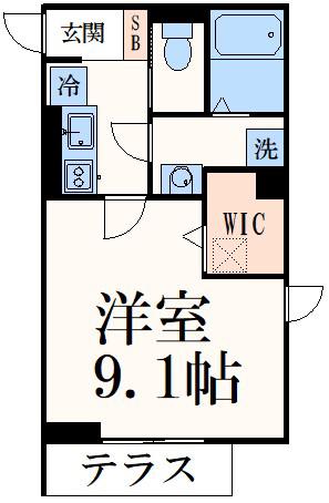 Dスクエア乞田(1K/1階)の間取り写真