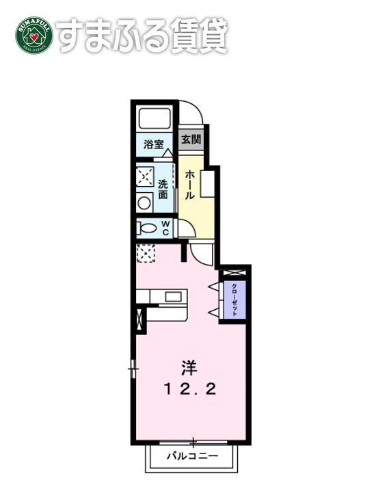 アルドール1(ワンルーム/1階)の間取り写真