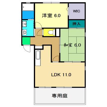 フォブール稲毛(2LDK/1階)の間取り写真