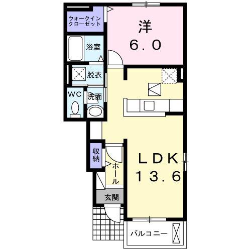 さくらガーデンW(1LDK/1階)の間取り写真