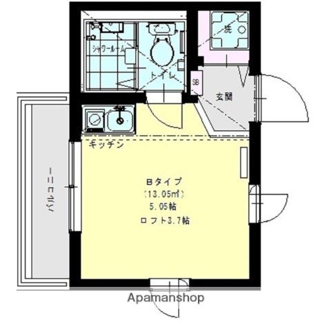 アンブランシュ(ワンルーム/2階)の間取り写真