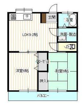 カーディナルA(2LDK/1階)の間取り写真