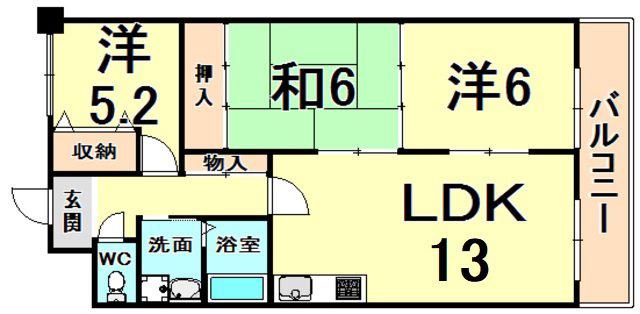 ハイツボナール(3LDK/2階)の間取り写真