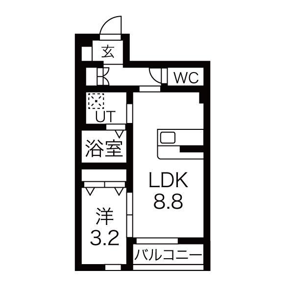 シャルマンヴィラ吉岡(1LDK/1階)の間取り写真