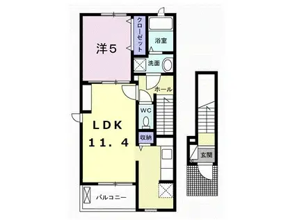 テェーニメント・富岳(1LDK/2階)の間取り写真