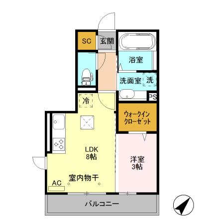 ERFOLG・F(1LDK/2階)の間取り写真