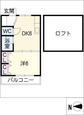 アクセスコートV(1DK/2階)の間取り写真