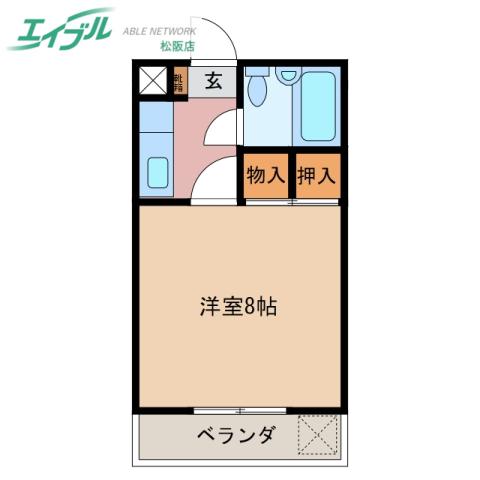 メゾン光(1K/2階)の間取り写真