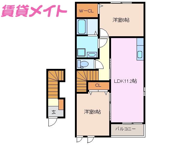 ブリランテ・マサカI(2LDK/2階)の間取り写真