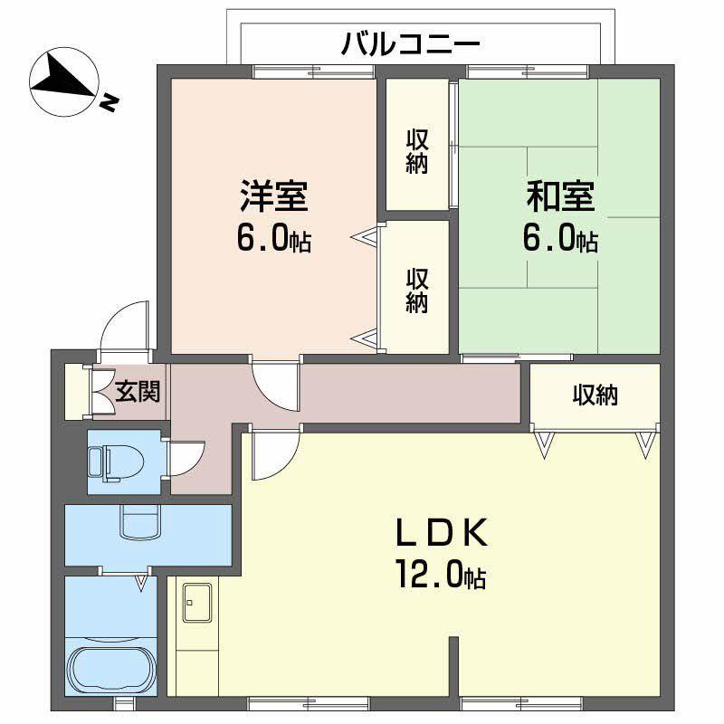 サンガーデンひあさ(2LDK/2階)の間取り写真