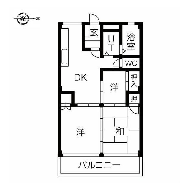 ディスティーノ高富(3DK/1階)の間取り写真