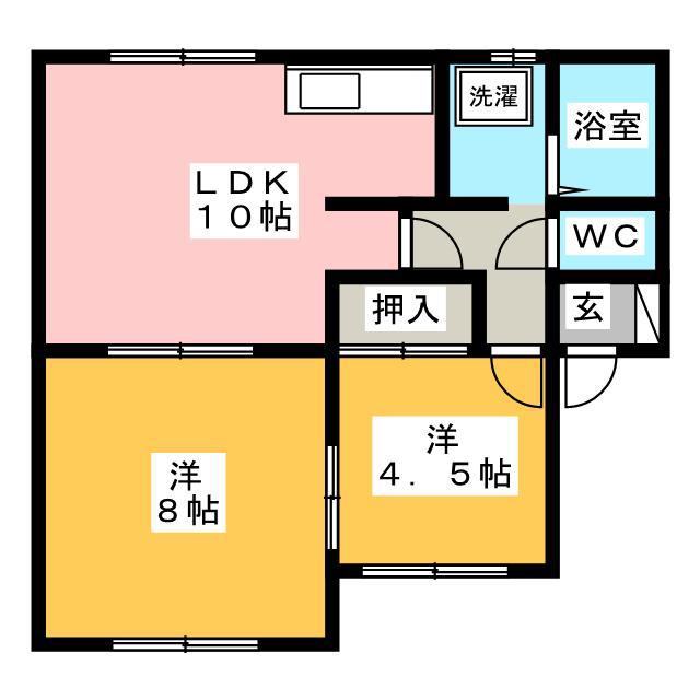 トラッド・ガクトウ(2LDK/1階)の間取り写真