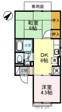 サンヴェール春日(2DK/1階)の間取り写真