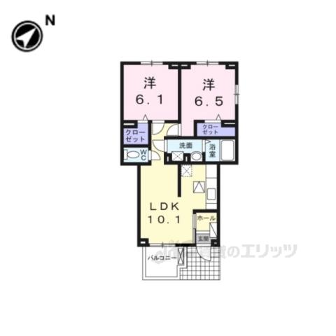 GRAND SUN HILLS(2LDK/1階)の間取り写真