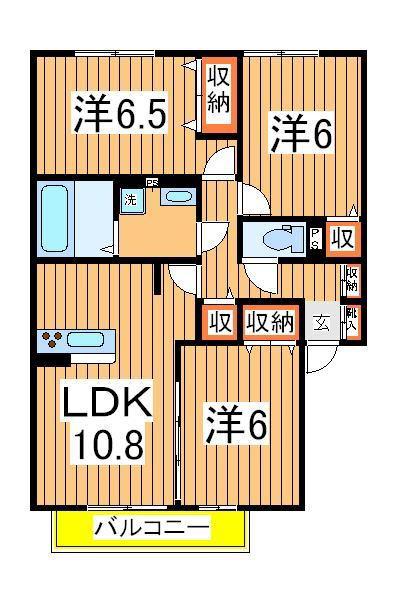 メビウスA(3LDK/1階)の間取り写真