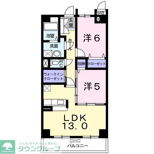 ハイエストディーマー グラシア(2LDK/2階)の間取り写真