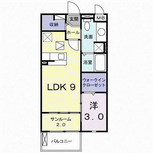 CLAIR N(1LDK/1階)の間取り写真