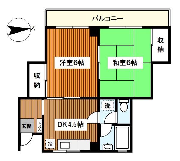 平和台コーポラス(2DK/2階)の間取り写真