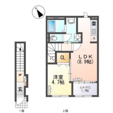 リブブランシア(1LDK/2階)の間取り写真