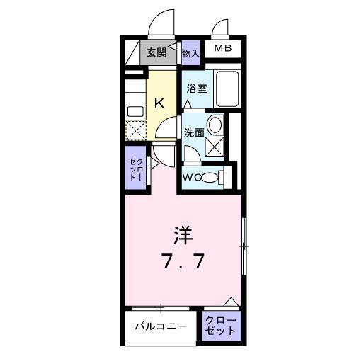 ダウンタウン ワイ(1K/4階)の間取り写真